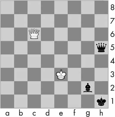 Позиция, моделирана с речника {'1h': 'чцар', '6c': ' бдама', '2g': 'чофицер', '5h': 'чдама', '3e': 'бцар'}